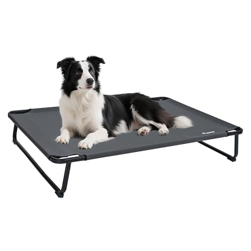 ABCPET Elevated Dog Bed, Outdoor Dog Bed Large Raised Cooling Pet Beds Cots Waterproof Stable and Easy Assembly, Teslin Fabric with 1.2mm Thick Iron Frame, Breathable, Ultra-Sturdy，Grey, 42”*28“*8” - size: 42.0"L x 28.0"W x 8"T