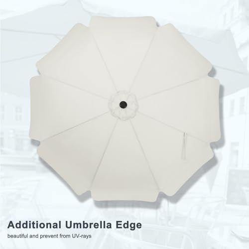 MASTERCANOPY Valance Patio Umbrella for Outdoor Table Market -8 Ribs (9ft, Light Beige) - color: Light Beige, size: 9FT