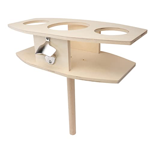 1Pc Natural Wooden Wine Rack Insert Ground Rack for Outdoor Use Easy to Reposition for Picnics Camping Beaches and Concerts Khaki Color Fits Various Bottles and Cans