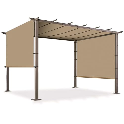 3' x 5' Universal Pergola Shade Cover with Grommets Weighted Rods, Sun Shade Cloth Outdoor Canopy Replacement Cover, Patio Awning for Porch, Backyard, Gazebo, Garden, Sand - color: Sand, size: 3'x5'