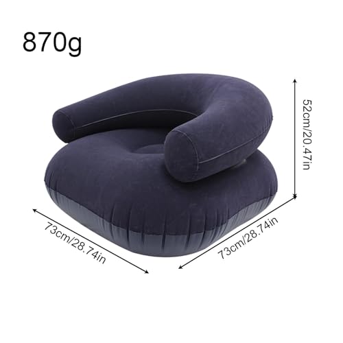 Inflatable Lounge Chair – Flocking PVC 73x73x52cm | Flocked Lounger Seat Lightweight Air Sofa | Portable Blow Up Chair for Outdoor Beach Pool Stadium Travel Living Room and Bedroom Use - color: Purplish Blue