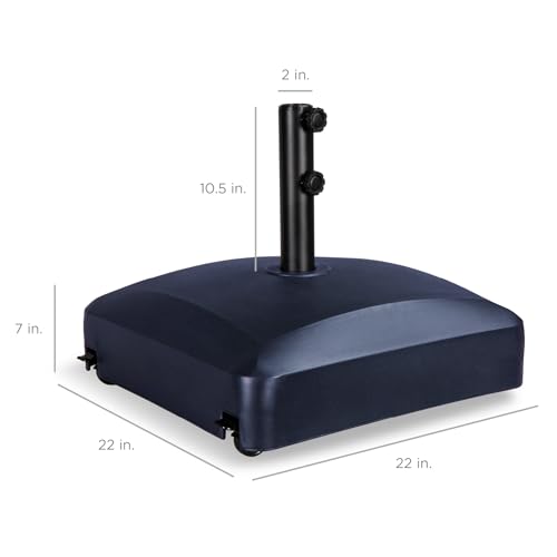 Best Choice Products 123lb Capacity Fillable Mobile Umbrella Base Heavy Duty Market Stand for Patio, Deck, Poolside w/ 4 Wheels, 2 Locks, 2 Knobs, Wind-Resistant Design - Navy Blue - color: Navy Blue