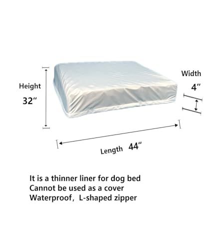 Waterproof Dog Bed Liner with Zipper Replacement Liner Only 44 x 32 Inch - size: 44x32x4 inch