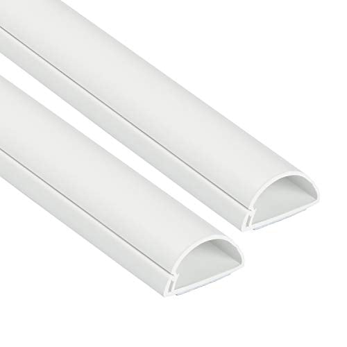D-Line Half Round Cord Hider, Patented Cable Cover, Hide TV Wall Mount Wires, Raceway for Cords, Decorative Wire Covers, Paintable, Adhesive Cable Concealer - 2X 1.18in W x 0.59in H x 39in L - White - color: White, size: 1.18x0.59in - 2x 39in
