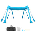 VEVOR Beach Tent Sun Shelter, UPF50+ Sun Protection, 6.6 ft Tall, 10 x 10 ft, Easy Pop Up Beach Canopy with Sandbags, Stability Poles, Sand Shovels, Portable Shade for Family, Camping, Fishing, Blue
