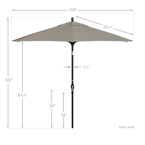 California Umbrella 9' Round Aluminum Market Umbrella, Crank Lift, Push Button Tilt, Black Pole, Woven Granite Olefin - color: Woven Granite