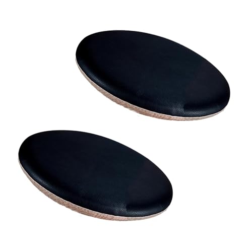 16 Inch Round Outdoor Waterproof Stool Cushion, Leather Seat Cushion Circle, Removable Chair Cushions for Dining Chairs Round, 2 Pack Nonslip Stain-Resistant Chair Pads for Balcony, Floor Black - color: Black, size: 40cm
