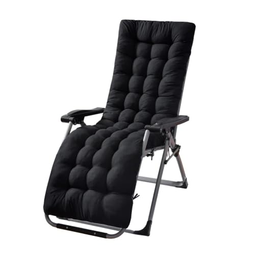 Patio Chaise Lounger Cushion， Rocking Chair Sofa Cushion with 6 Ties， Thick Padded Swing Bench Cushion， Zero Gravity Chair Cushion61x19x3in (Black) - color: Black