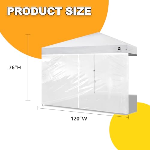 Clear Sidewall with Zipper Transparent Canopy Sunwall for 10x10 Pop Up Canopy (Transparent-Upgrade) - color: Clear - Spliceable