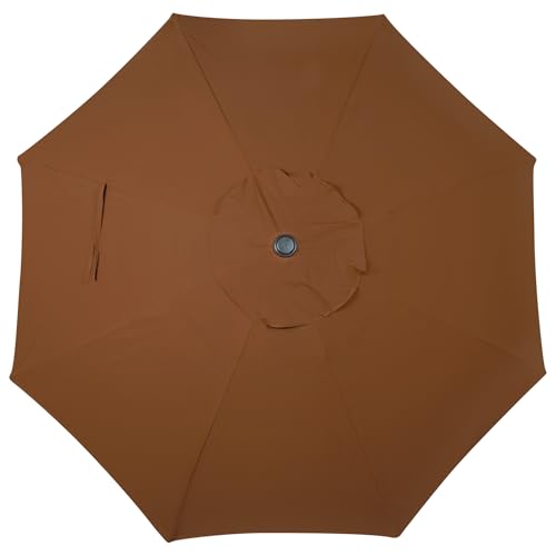 Blissun 9' Outdoor Patio Umbrella, Outdoor Table Umbrella, Yard Umbrella, Market Umbrella with 8 Sturdy Ribs, Push Button Tilt and Crank - color: Brown