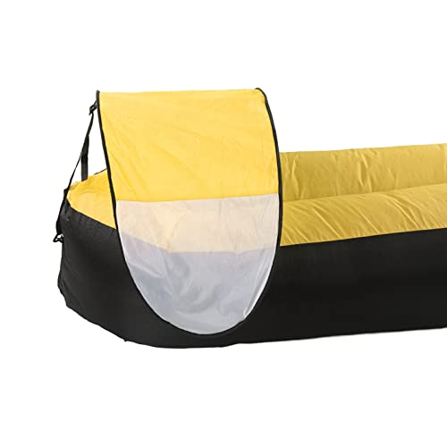 Inflatable Lounger Air Sofa Chair with Sunshade,Outdoor Inflatable Sofa,Portable Water Proof Couch, for Outdoor, Beach, Hiking, Picnics, (Black Plus Yellow)