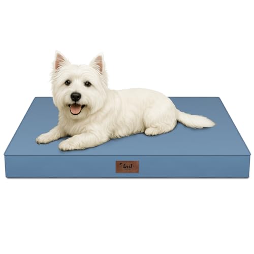 Outdoor Dog Bed for Small Dogs & Cats, Waterproof Dog Crate Mat Orthopedic Egg Crate Foam with Washable Removable Oxford Cover, Blue - color: Blue, size: 23.0"L x 17.0"W x 2.5"Th