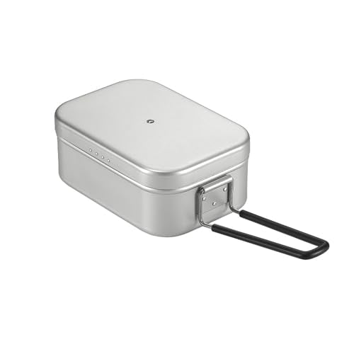 Campingmoon Camping Mess Tin Pressure Relief Aluminum Dinner Box Camping Bowls Cooking Pot with Foldable Handle for Camping & Cooking - color: S-2013(White)