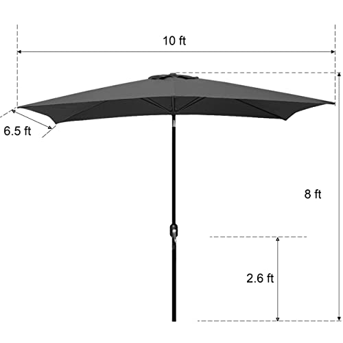 Blissun Rectangular Patio Umbrella, Table Market Umbrella with Tilt and Crank, Outdoor Umbrella for Garden, Deck, Backyard, Pool and Beach - color: Red, size: 6.5 x 10 FT