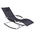 Outsunny Zero Gravity Rocking Chair Outdoor Chaise Lounge Chair Recliner Rocker with Detachable Pillow and Weather-Fighting Fabric for Patio, Deck, Pool, Black - color: Black