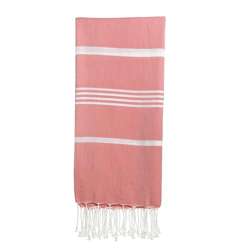 Beach Towel 100% Cotton Turkish Beach Towel Adult 38x70 Inch Pre-washed Absorbent Extra Large|Sand Free Quick Dry BathTowels|Lightweight Blanket|Travel Cruise Camping Spa Gym Yoga Towel|Coral Quartz - color: 1dark Coral