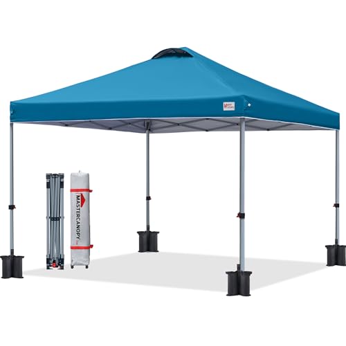 MASTERCANOPY Durable Pop-up Canopy Tent with Roller Bag (8x8, Cyan Blue) - color: Cyan Blue, size: 8x8