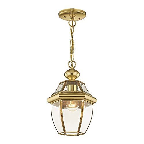 Livex Lighting 2152-02 Monterey 1-Light Outdoor Hanging Lantern, Polished Brass - color: Polished Brass