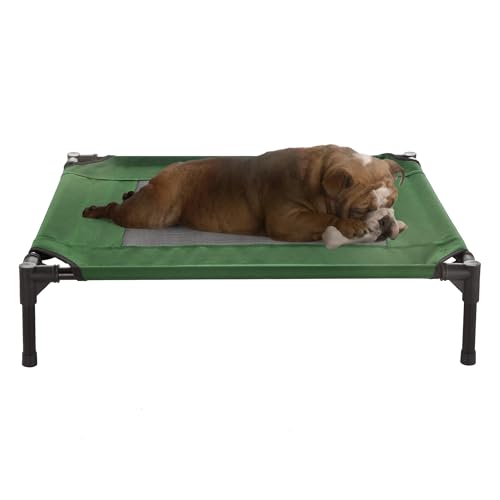 Elevated Dog Bed ? 30x24 Portable Bed for Pets with Non-Slip Feet Indoor/Outdoor Dog Cot or Puppy Bed for Pets up to 50lbs by Petmaker (Green) - color: Green, size: Medium