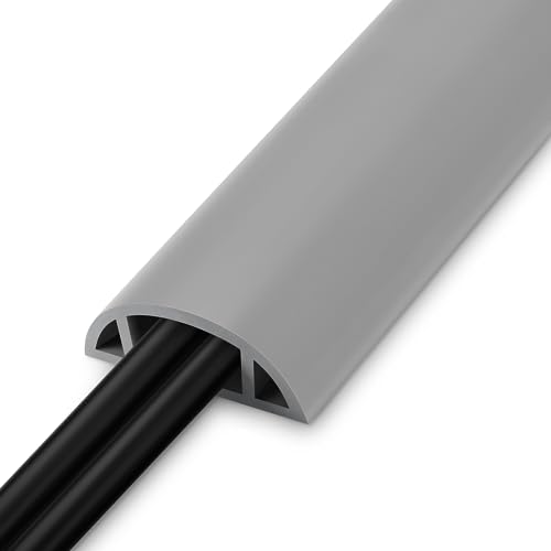 5.5FT Floor Cord Cover, Grey Soft Cable Cover Floor, Large Size Extension Cord Covers for Floor, Power Cord Protector Floor Wire Cover - Cord Channel Diameter: 0.7" (W) x 0.4" (H) - color: Grey, size: Large-5.5ft