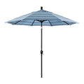 California Umbrella 9' Round Aluminum Market Umbrella, Crank Lift, Push Button Tilt, Black Pole, Sunbrella Dolce Oasis - color: Dolce Oasis