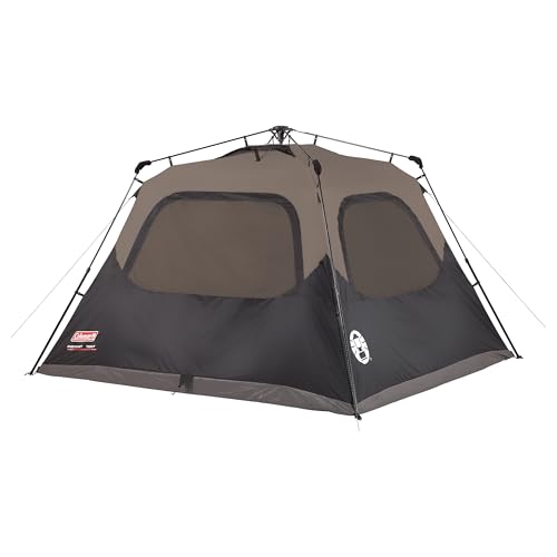 Coleman 4/6/8/10 Person Instant Camping Tent with 1-Minute Setup, Large Family Tent with Pre-Attached Poles, Air Vent, & Carry Bag, Sets Up in About 60 Seconds - size: Pfas-free, style: 4-person