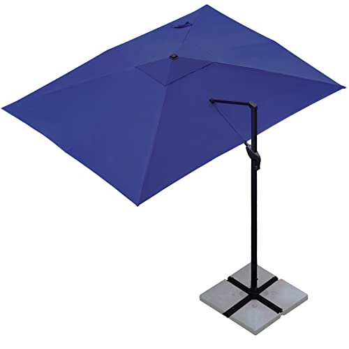 Sunnyglade 10x13Ft Cantilever Patio Umbrella Rectangular Deluxe Offset Umbrella 360°Rotation & Integrated Tilting System Patio Hanging Umbrella for Market Garden Deck Pool Backyard Patio(Navy) - color: Dark Blue, size: 10 x 13 ft