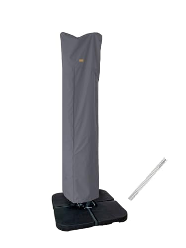 Patio Umbrella Cover for 9ft to 13ft Offset Umbrella, Water Resistant, Curved Cantilever and Straight Pole Parasol Outdoor Umbrellas Cover with Zipper and Rod - color: Cantilever (Dark Grey/WD), size: Cantilever 12'x12' or 10'x13'