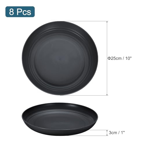 uxcell 8Pcs Plastic Plates Set, 10 Inch Unbreakable Dinner Plates Set Plastic Plates Reusable Dishwasher & Microwave Safe for Restaurants Kitchen Food Outdoor Camping, Black - color: Black, size: 10"