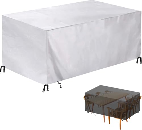 Patio Furniture Cover Outdoor, Waterproof 420D Heavy Duty Rectangle Oxford Table Chair Set Covers Tear Resistant, Sectional Sofa Set Cover with Carrying Bag Windproof Straps