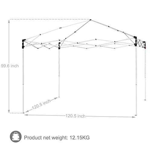 LEMY 10 x 10 FT Pop-Up Foldable Canopy Tent Pre-Assembled Adjustable Lightweight Heights Instant Waterproof Shelter with Wheeled Carry Bag (Blue) - color: Blue
