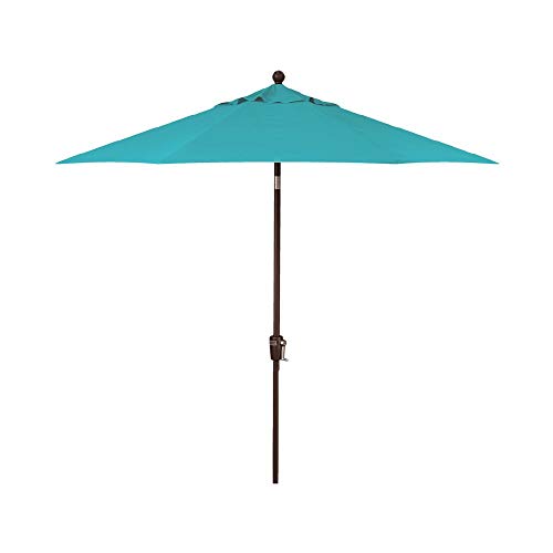 Treasure Garden Octagonal 9 ft Patio Umbrella - Outdoor Furniture Table Umbrella – Push-Button Tilt – Bronze Aluminum Frame (Obravia, Aqua) - color: O'bravia Aqua w/Bronze Frame, size: 9 FT Push Button Tilt