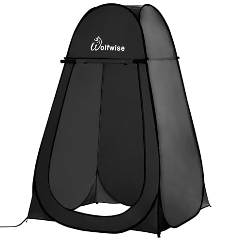 Wolfwise Pop Up Shower Tent for Camping Essentials, Portable Instant Changing Tent with Ventilation Window & Carry Bag, Privacy Dressing Room Bathroom Toilet for Beach & Outdoor, Spacious, Black - color: Black, size: Spacious: 6'3" H, 47.2" W