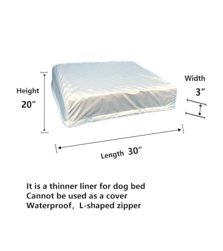 Waterproof Dog Bed Liner Replacement Washable with Zipper 30 x 20 Inch - size: 30x20x3 inch