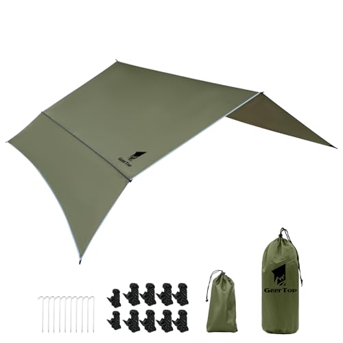 GEERTOP Waterproof Hammock Tarp Ultralight Backpacking Shelter with Detachable Side Wall - Outdoor Camping Survival Sun Shade Awning