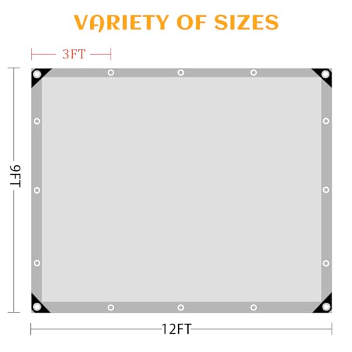 Sliver Tarps Heavy Duty Waterproof, 12 Mil Large Tarps with Grommets and Reinforced Edges, UV Tear Fade Resistant, Heavy Duty Tarps for Outdoors Patio Camping, 9 * 12FT - color: Silver-12 Mil, size: 9*12FT