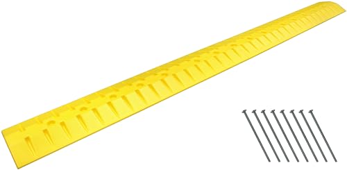 Electriduct 9 Foot Speed Bump HDPE Polyethylene Traffic Hump Vehicle Cable Ramp Cord Cover Hose Protector Includes Asphalt Mounting Hardware Safety Yellow, Length 108" - size: 9ft