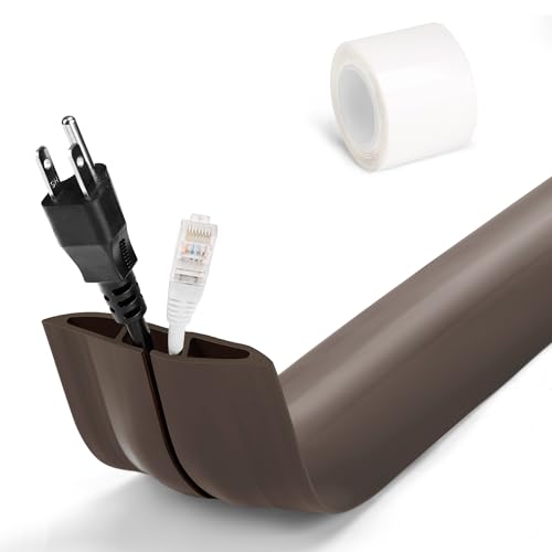 Brown Cord Protectors - 6ft Expansion Cord & Power Cord Covers, Floor Cable Management, Outdoors Extension Cord Cover - 0.6' W x 0.31' H