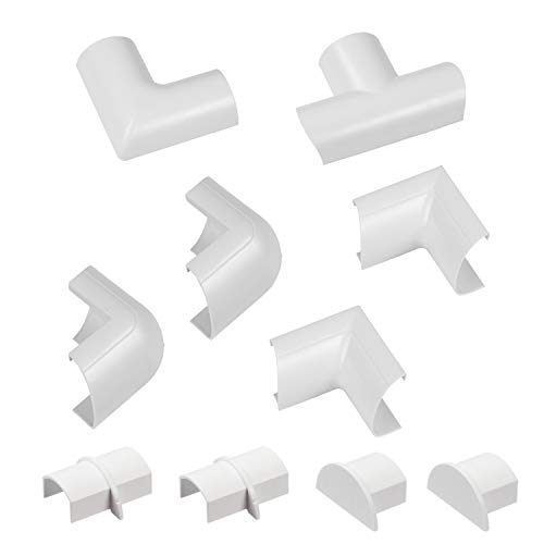 D-Line Medium Cable Raceway Accessory Pack, Join 1.18in x 0.59in Cord Cover Lengths, 10 Accessories Included, Hide Cords Around a Variety of Angles - White - color: White, size: 1.18x0.59in - 10 Accessories
