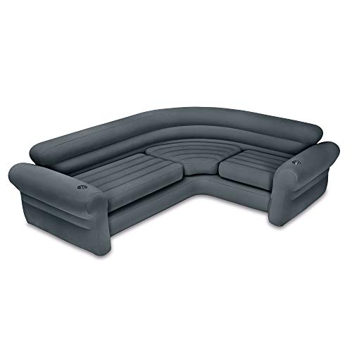 Intex 68575EP Inflatable Corner Sofa with 2 68564EP Ultra Lounge Chairs & Ottomans, Indoor Use, Cupholders, 2-in-1 Valve, 880lb/220lb Capacity