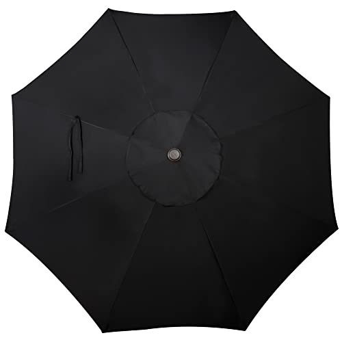 Blissun 9' Outdoor Patio Umbrella, Outdoor Table Umbrella, Yard Umbrella, Market Umbrella with 8 Sturdy Ribs, Push Button Tilt and Crank - color: Black