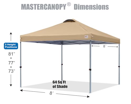 MASTERCANOPY Durable Pop-up Canopy Tent with Roller Bag (8x8, Sand) - color: Sand, size: 8x8
