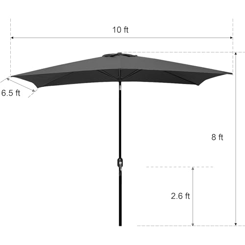 Blissun Rectangular Patio Umbrella, Table Market Umbrella with Tilt and Crank, Outdoor Umbrella for Garden, Deck, Backyard, Pool and Beach - color: Ivory, size: 6.5 x 10 FT