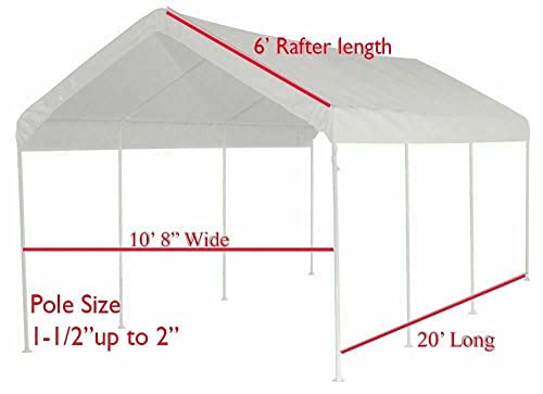 10X20 Canopy Tarp Set (5pc) Paneling and Top Set Valanced Tarp Kit Carport (White) - color: White