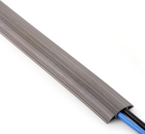 ZhiYo 10ft Cord Covers for Wires on Floor, Cord Hider Floor Hide Extension Cords, Soft PVC Cable Cover Cable Protector, Cable Cavity W0.62in, H0.31in, Gray Oak Wood - color: Grey Oak Wood, size: 1.6'' W X 10' L