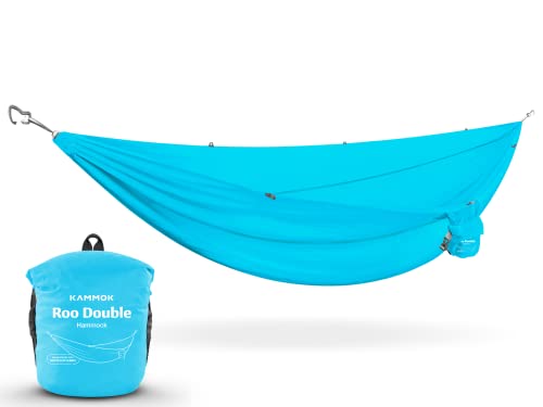 KAMMOK: Roo Double Hammock | Made from Strong & 100% Recycled Water Resistant Ripstop Fabric | Comfortable, Packable, Lightweight (Lifetime Adventure Grade Warranty), Sky Blue - color: Sky Blue, size: Roo Double