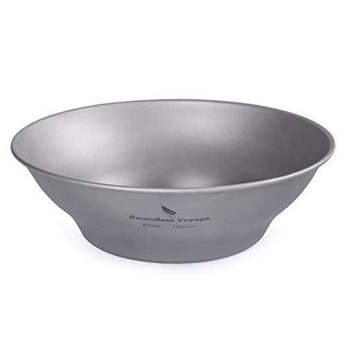 Boundless Voyage Ultralight Titanium Bowl Pan Plate Dish with Carry Bag Outdoor Camping Portable Tableware Cookware (Ti15165B (800ml Bowl)) - color: Ti15165B (800ml Bowl)