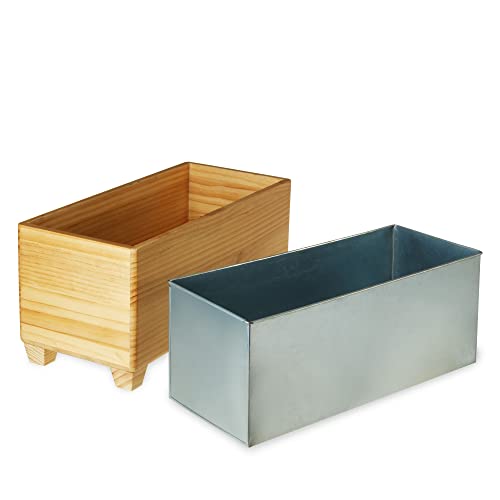 Twine Ice Bucket Wood and Galvanized Metal Tub - Wooden Wine Bucket And Beer Chiller - Holds 4 Wine Bottles or 5.4 Gallons Set of 1,Brown - style: Wooden Tub