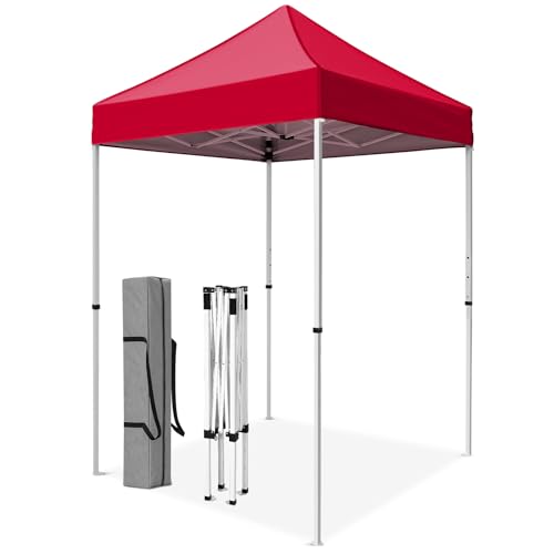 5x5 Pop Up Canopy Tent, Instant Portable Beach Canopy, Outdoor Tent with Carry Bag for Camping, Sports, Tailgating, Events, Burgundy - color: Burgundy, size: W/O Wall