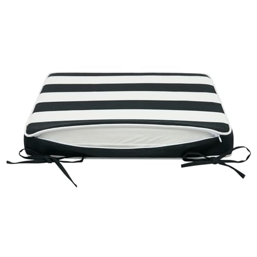 Magpie Fabrics Indoor Outdoor Waterproof Square Chair Cushion, 18" x 18" x 2.5", 2 Pack, Water Resistant Seat Cushions, for Patio Garden Office, Black White - color: Black White